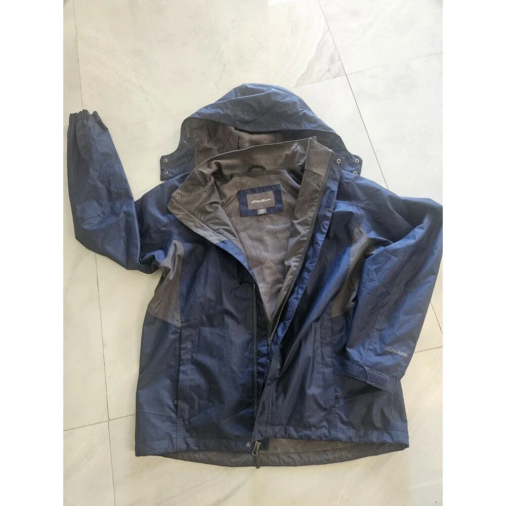 ​Eddie Bauer EB550 OneWater Yacht Group Men's Rain Jacket Hooded Blue Large